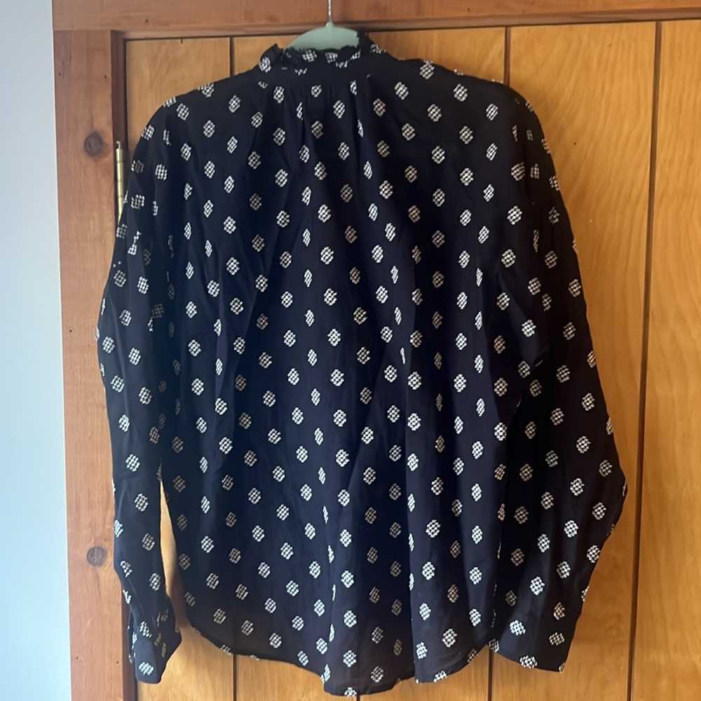 Pilcro Anthropologie size S blouse, navy with white stitching - Picture 4 of 5